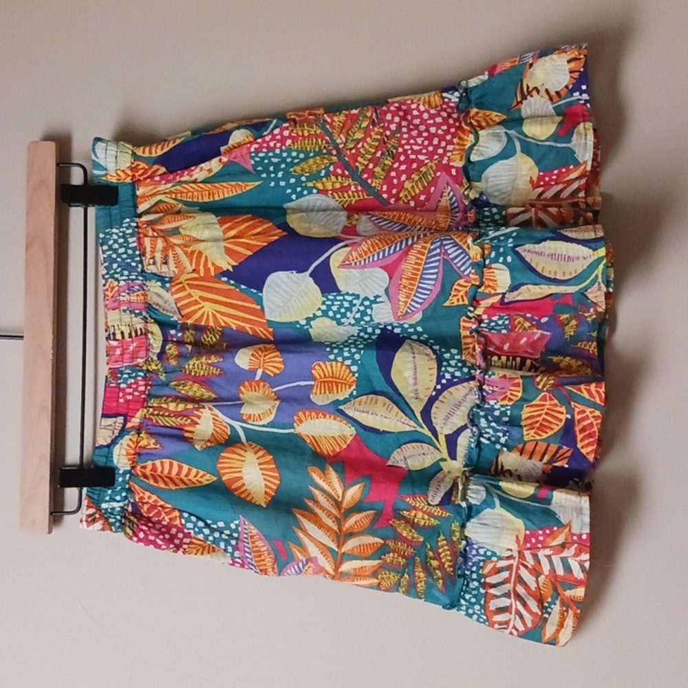 Cynthia Rowley Colorful Leaf Print Cotton Mini Skirt Size M